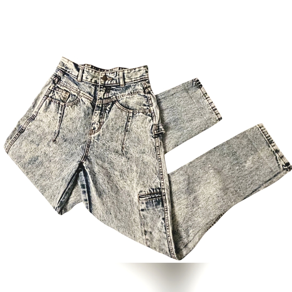 Vintage 90s Paris Express High-Waisted Acid Wash Jeans 5